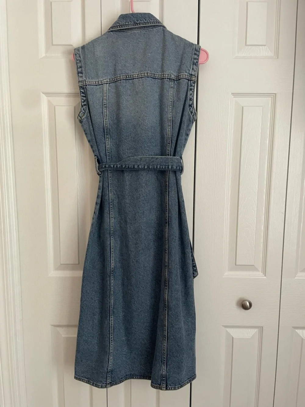 Zara Light Blue Denim Button-Front Midi Dress - Picture 2 of 3